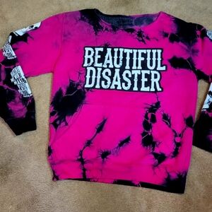 Pink and Black Tie-Dye Women's Top